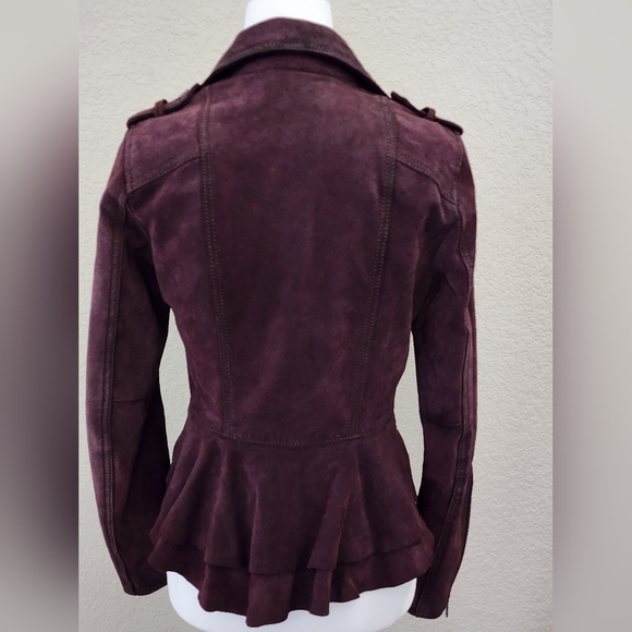 Burgundy BCBG Suede Peplum Jacket - Picture 5 of 9
